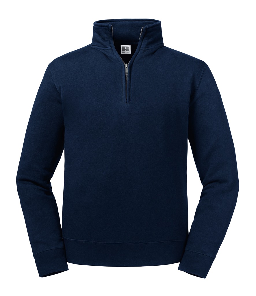 270M Russell Athletic Authentic Zip Neck Sweatshirt in French Navy, front view