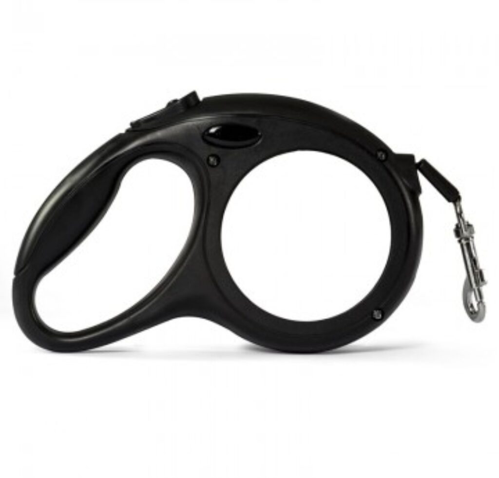 Black retractable five-metre pet lead with printable side panels