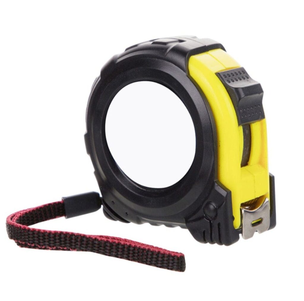 Five-metre steel tape measure with round printable insert